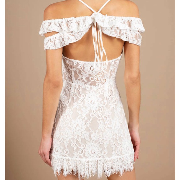 TOBI HARMONY LACE RUFFLE DRESS IN WHITE - Picture 3 of 4